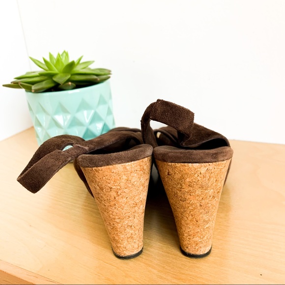 UGG Classic Dark Brown Leather Wedge Sandals - Picture 8 of 8